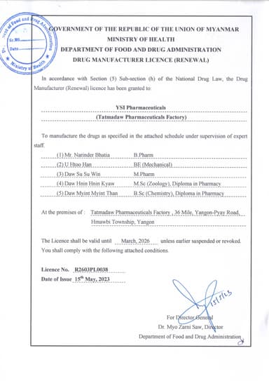 Manufacturing Licence for IV Products